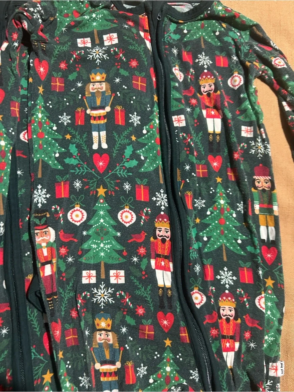 Little Sleepies Nutcracker Holiday Zippy - Dark Green & Red